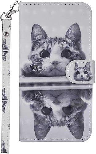 DENDICO Galaxy HA lle  Leder Flip HandyhA lle fA r Samsung Galaxy A6  SchutzhA lle mit Magnetverschluss und Standfunktion Katze