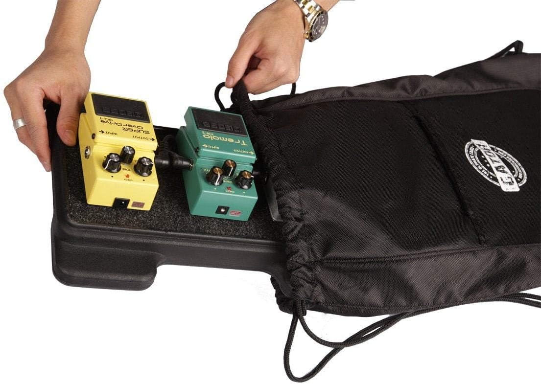 Gator Cases Rotationally Molded Polyethylene Guitar Pedal Board with Cinch Style Carry Bag; USA Made, 12.5" x 6" x 2" (G-MINI BONE)
