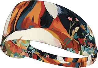 Unisex Workout Headbands Non Slip Sport Sweatbands Yoga Hairbands for Travel Fitness Athletic Moisture Wicking - Sweet Basset Hound Florals