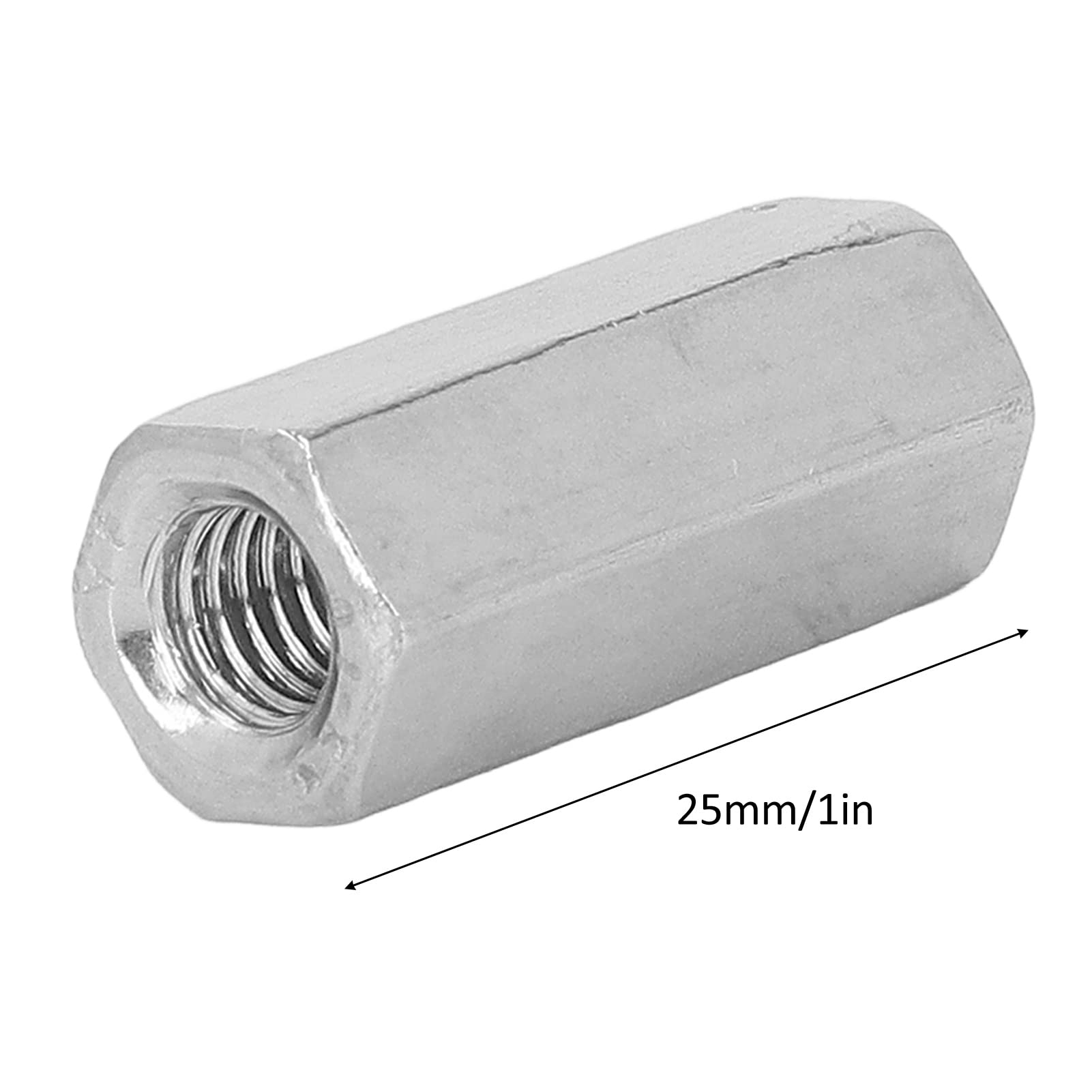 Hex Rod Coupling Nut, 304 Stainless Steel, M6x1 L25mm, 20 Pcs Threaded Connector for Bolts Studs Mechanical Screws, Ideal for Indoor and Outdoor Use