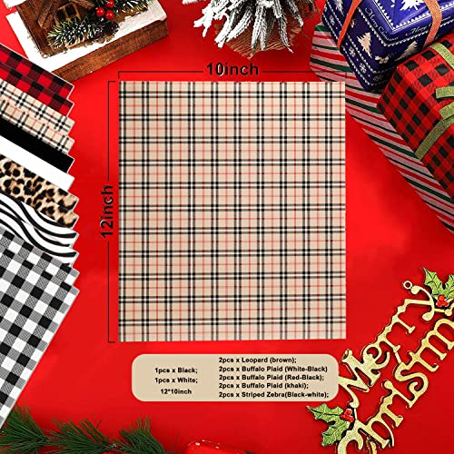 Heat Transfer Vinyl Bundle Pattern Buffalo Plaid Leopard 12 Sheets Iron On Vinyl For Cricut Iron Accessories Patterned Pu White Htv Vinyl For T-Shirt Fabric Clothes Bag Hat Pillow Crafts(12''X10'') #TOP2