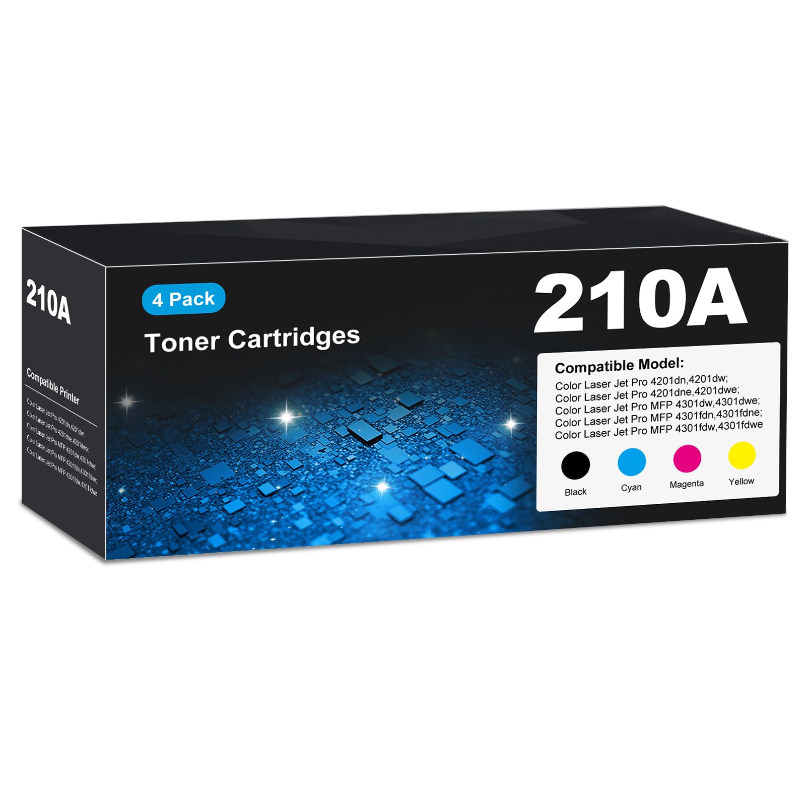 210A Toner Cartridges 4301fdw for HP 210A 210X Toner Cartridges 4 pack, 4301fdw 4201dn 4201dw Toner Cartridge, HP210A HP210X 210 Toner for Color Laser Jet Pro MFP 4301fdw 4201dn 4201dw 4301fdn 4301fdn