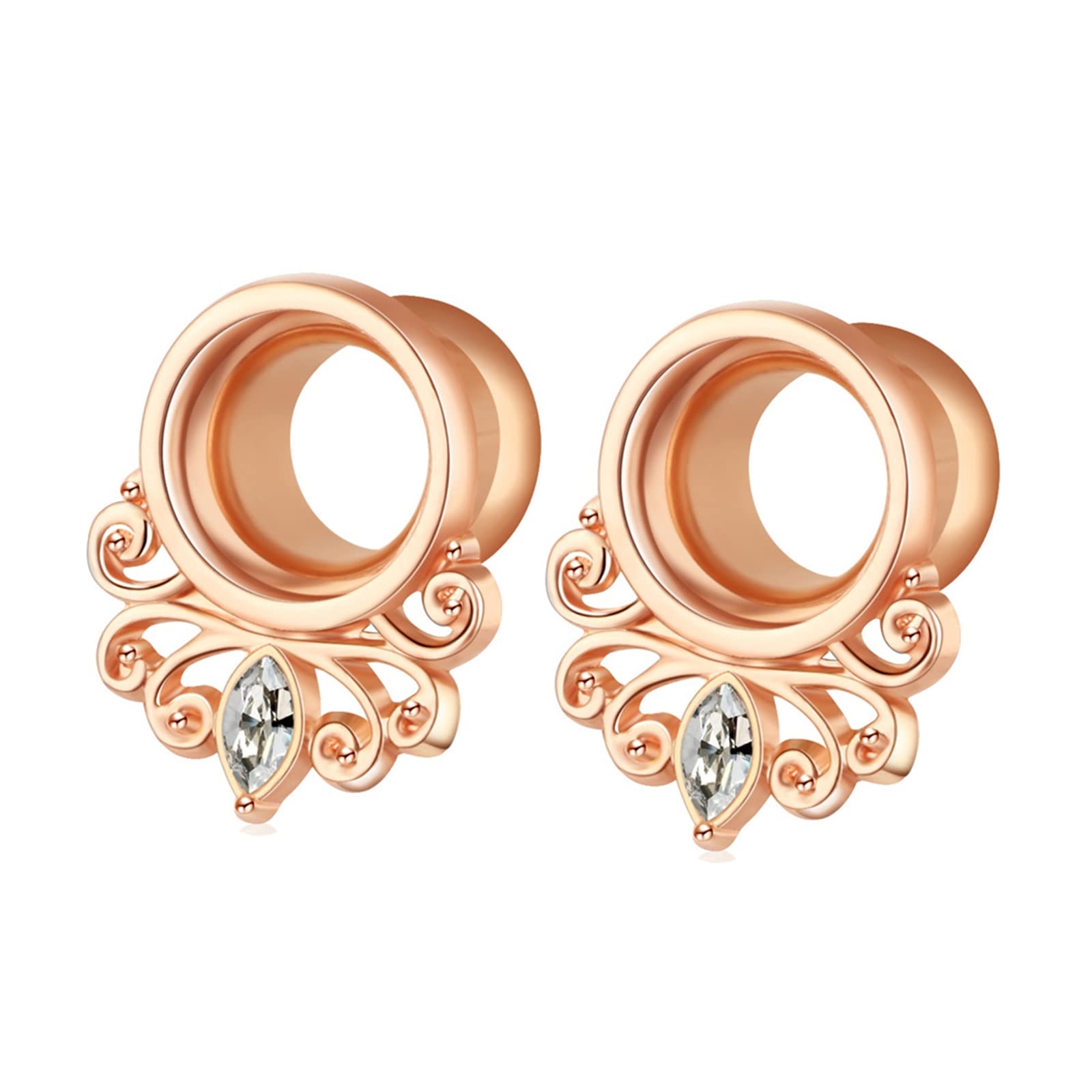 Ohr Tunnel Piercing Taffstyle Ohr Tunnel Plug Piercing In Roségold - Mit Anker & Diamant-Inlay, Aus Chirurgenstahl Ohr Tunnel Piercing Schmuck - Foto 3