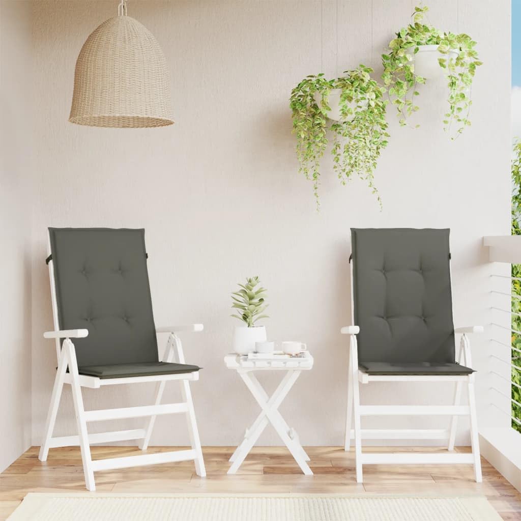 Hochlehner-Auflagen 2 STK Melange Dunkelgrau 120x50x4 cm Stoff gepolstert rutschfest sitzpolster stuhlkissen für Gartenstuhl Esszimmer Büro Terrasse Outdoor Nutzung