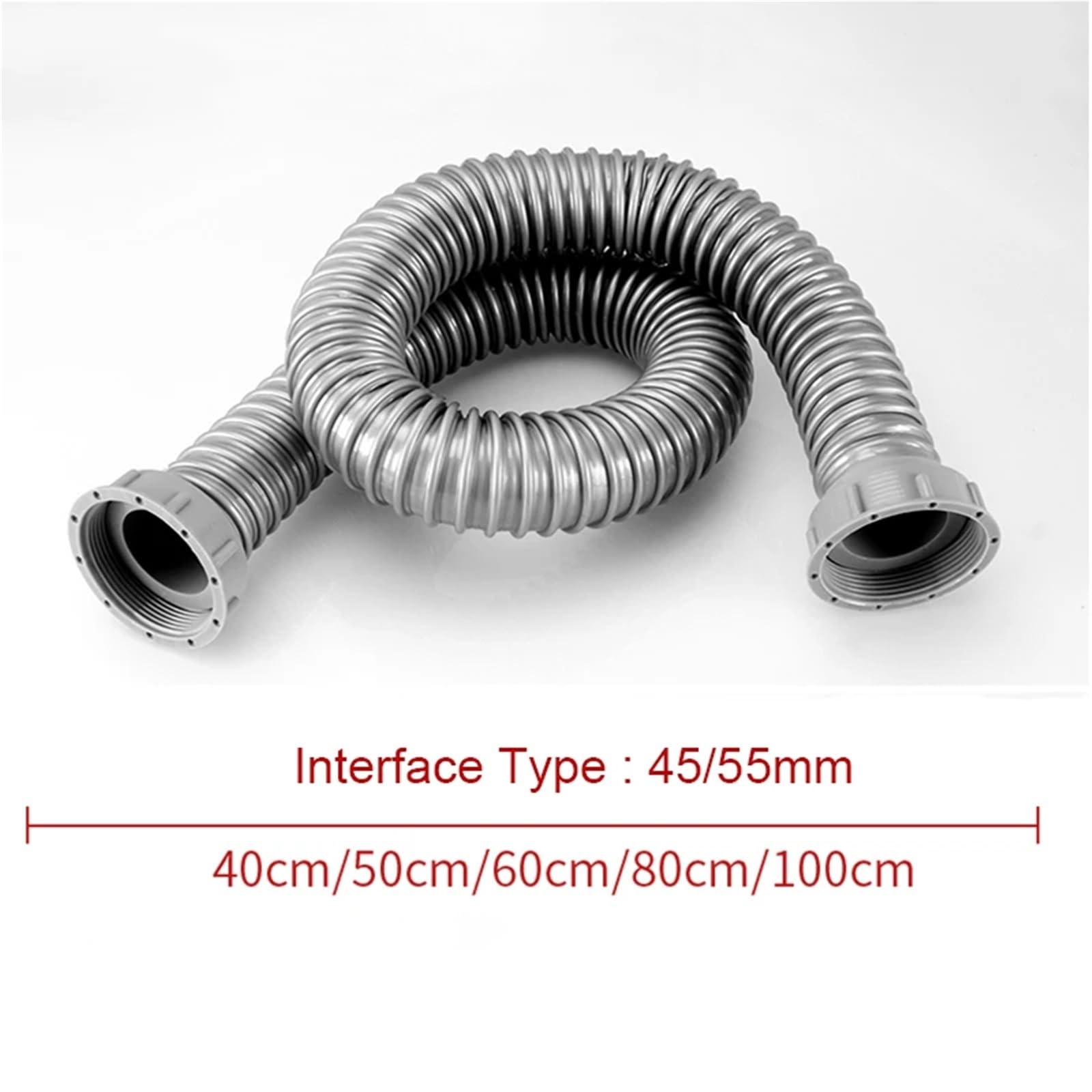 2 stücke Doppel Kopf Waschbecken Outlet Rohr 40-100cm ABS Kunststoff Schlauch 45/55mm Interface Home Bad KitchenToilet Fallrohr Wasser Kanalisation(50cm,45mm Interface)
