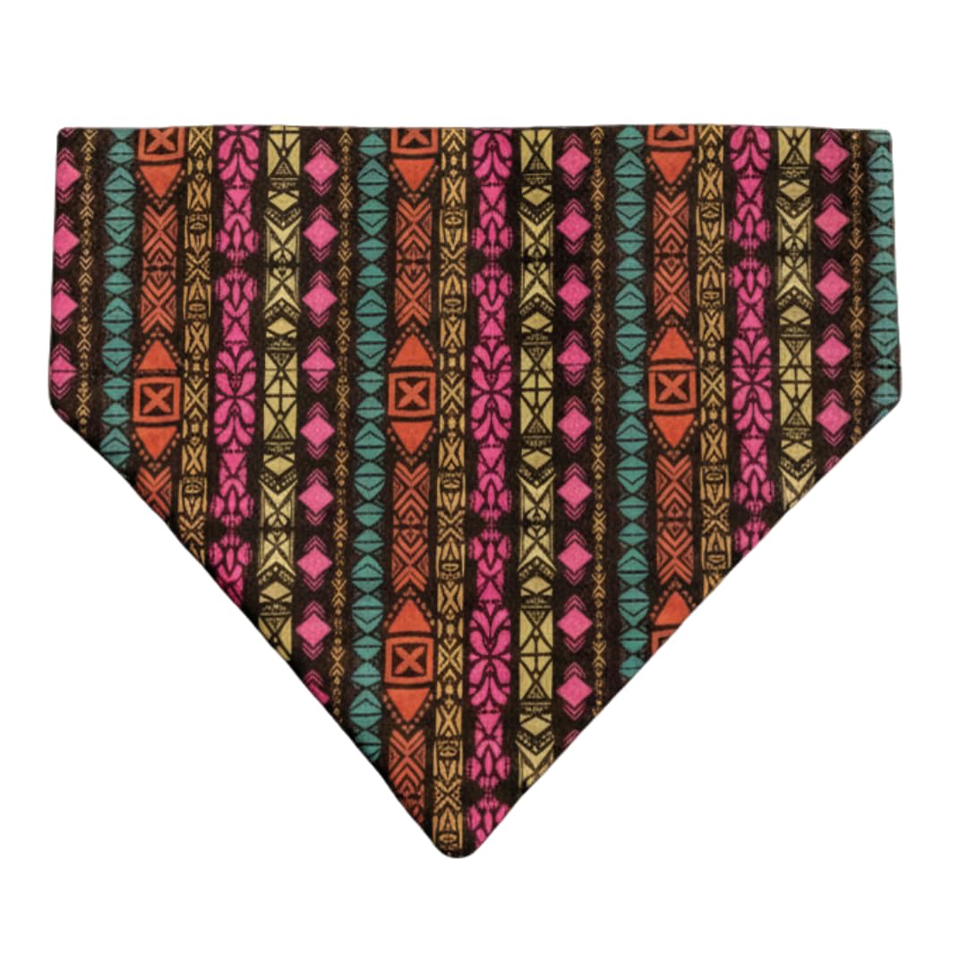 Salt Dog Studios Dog Bandana - Slip-On Dog Collar Bandana, Soft Cotton Dog Scarf for Small, Medium and Large Dogs, 19 (Retri Tribal, Small)