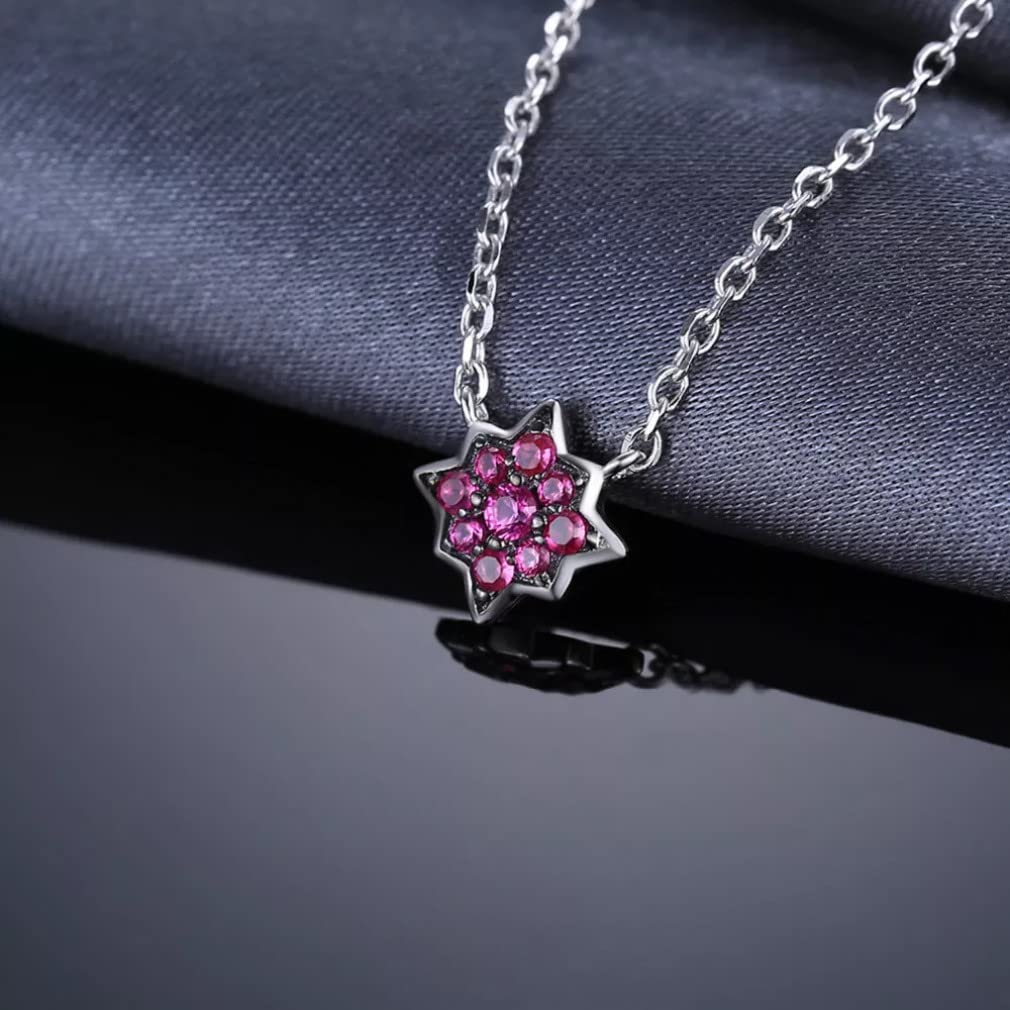 Collana con Ciondolo in Argento Sterling 925 con Rubino Rosso per Regalo di Compleanno con Gioielli con Pietre preziose da Donna