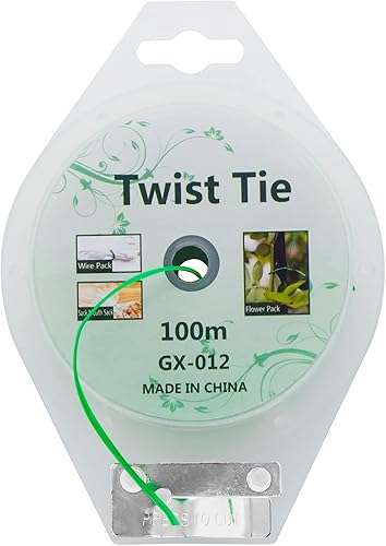 Lazos giratorios de 328 pies, lazos para plantas de jardín con cortador para soporte de plantas de jardín, enredaderas de tomates, enredaderas de