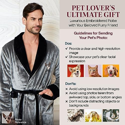 Lotus Linen Mens Robe Personalized - Custom Bathrobe Men, Monogram Plush Robes for Men, Gift for Him2