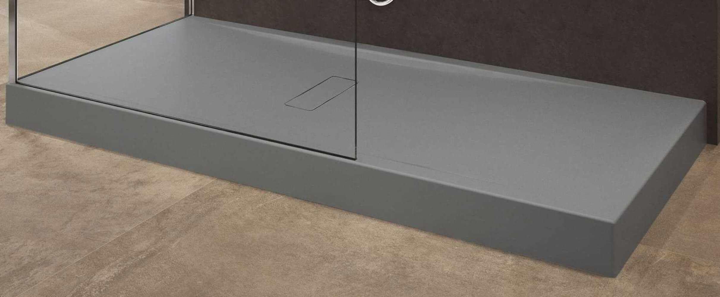 Novoalugas custom - Plato ducha 120x80 12cm superficie lisa gris