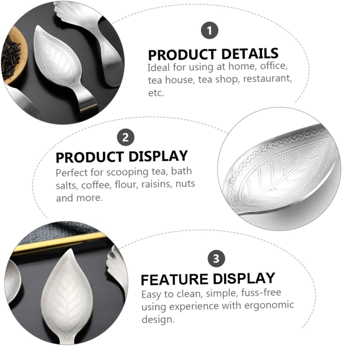 Ciieeo Stainless Steel Tea Scoop Practical Teaspoon for Home and Tea House Ergonomic Smooth Surface Teaware Spoon Accessories