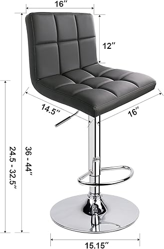 Miniatura 3 de Taburetes de bar de leopardo, moderno taburete giratorio ajustable de piel sintética con respaldo, juego de 2 (gris) Gris,Negro -,Caqui,Blanco,gris