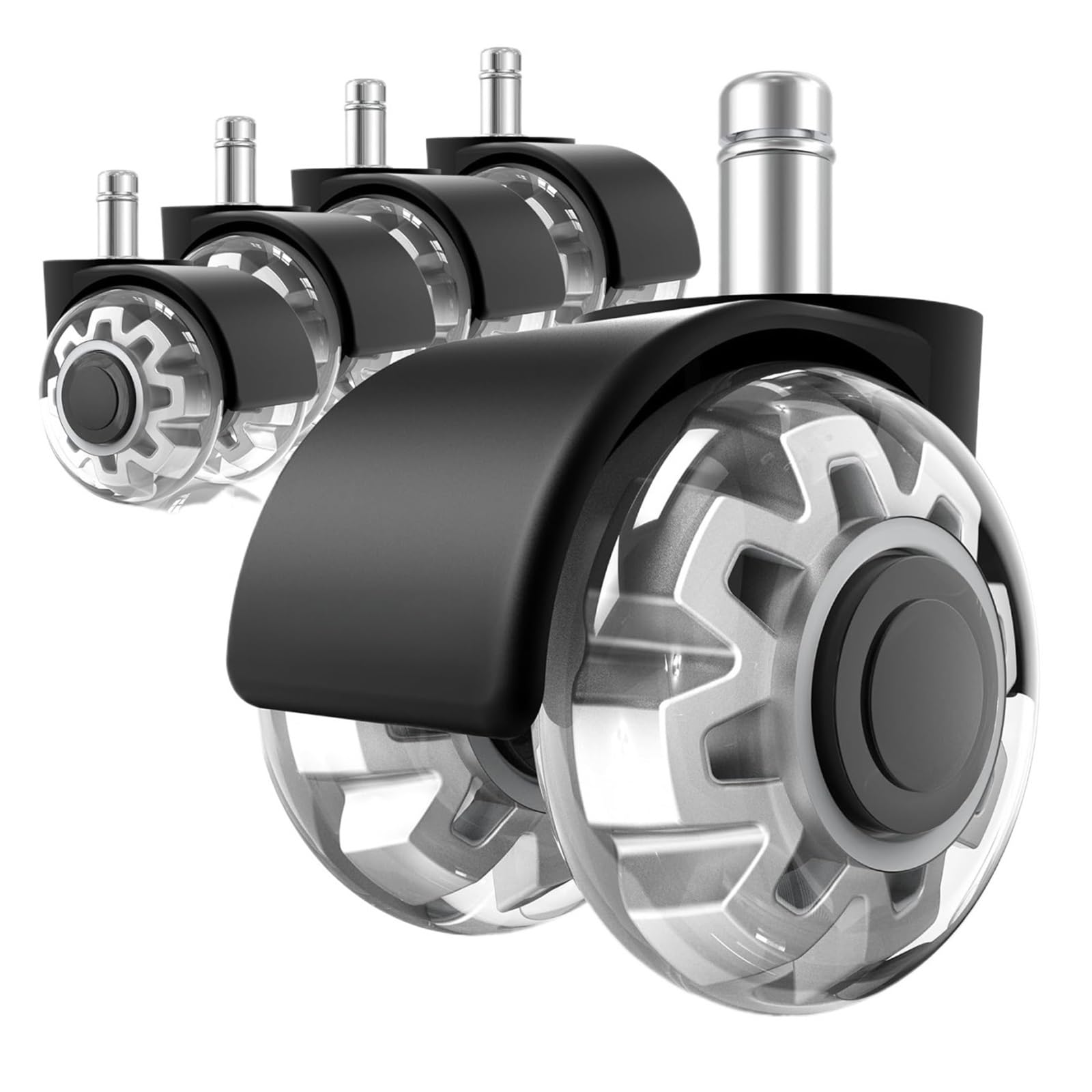 1 set ruote sostitutive sedia ufficio gomma 2" albero 11×22mm | Albero 11×22 mm, ruote girevoli gomma 2 pollici, fluide e silenziose, adatte a tutti i pavimenti.