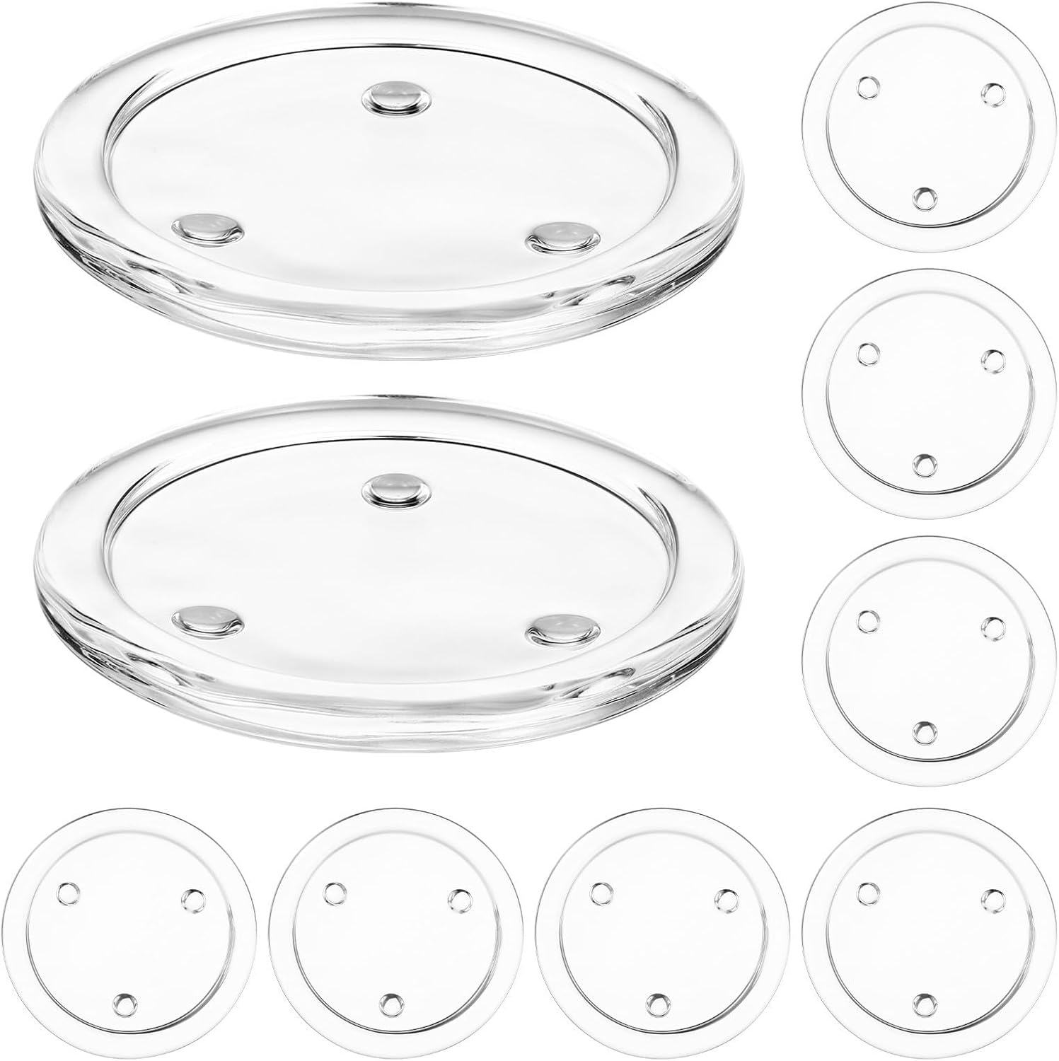 10 Pcs Glass Candle Holder Tray Set, Elegant and Stylish Glass Storage Tray Resistant to Wear and Deform, for Vanity or Home Décor