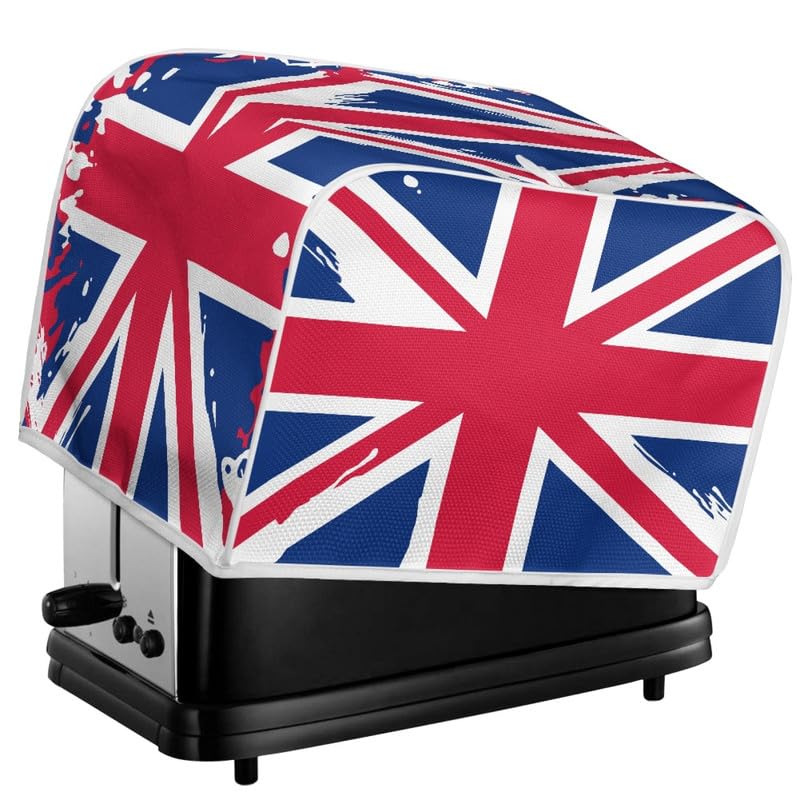 Daulesho British Flag Toaster Dust Cover Watercolor Union Jack 2 Slice Bread Maker Cover Red Blue Great Britain Flag Kitchen Small Appliance Covers Washable Stain Resistant -S