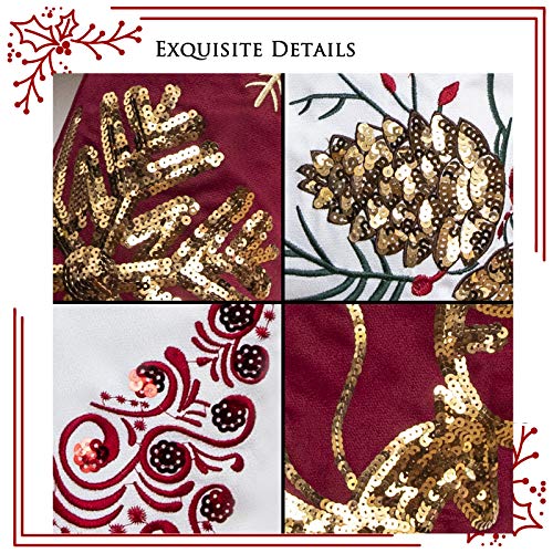 Gex Family Christmas Stockings Set Of 6 New Embroidery Sequins 20" Large Decor Red White Gold Hanging Ornament Fireplace Xmas Tree Holiday Party Decoration (6 Packs) #TOP4