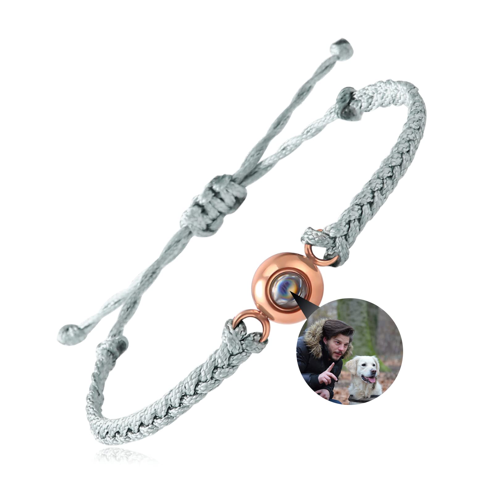 EMIRISTICItalian Engravable Photo Bracelet - Customized Couple Bracelets for Him & Her with Hidden Picture, Adjustable Memorial Keepsake - Anniversary & Valentines Day Present