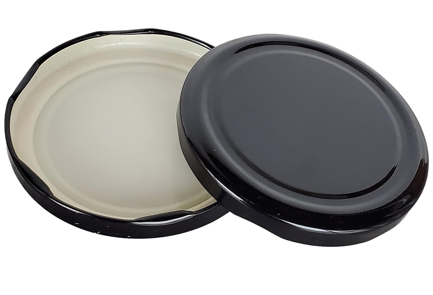 Pure Source India Metal Lug Cap Lid For Glass Jar, 12 Pieces, 63 mm, Black