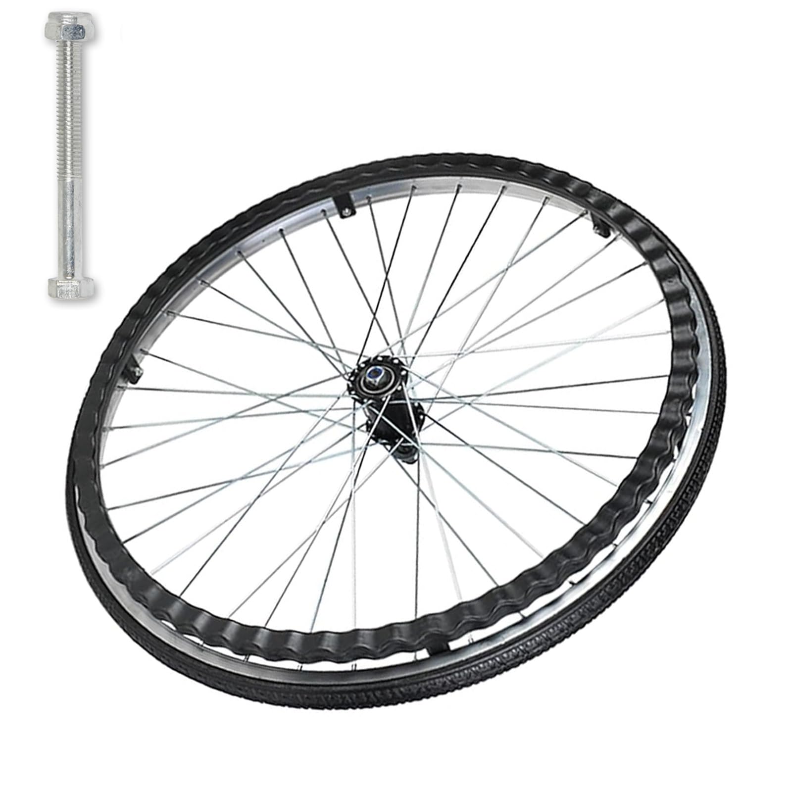 24 Zoll Rollstuhl Hinterräder, Ersatzräder Für Rollstuhl, Ersatzrad Mit Metallkugellager, Mit Lagern Nicht Aufblasbare Vollgummireifen, für Rollstühle, Rollatoren ( Color : Noir , Size : 24Inch/60cm(1