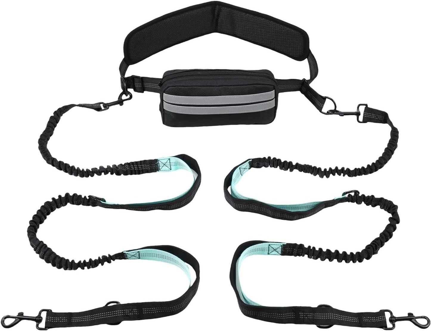 Hands Free Dog Leash Reflective with Waist Bag Retractable Elastic Belt Rope,Compatible for Running Walking Pet Products(1PCS 1.9M Grey C)