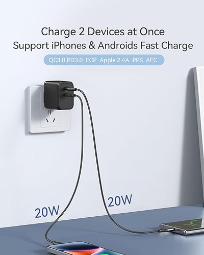 Miniatura 3 de K&ZZ USB C Charger Block 45W Dual Port Super Fast Type C Wall Charger Foldable PD GaN Chargers Charging Station USB-C Charger Adapter for