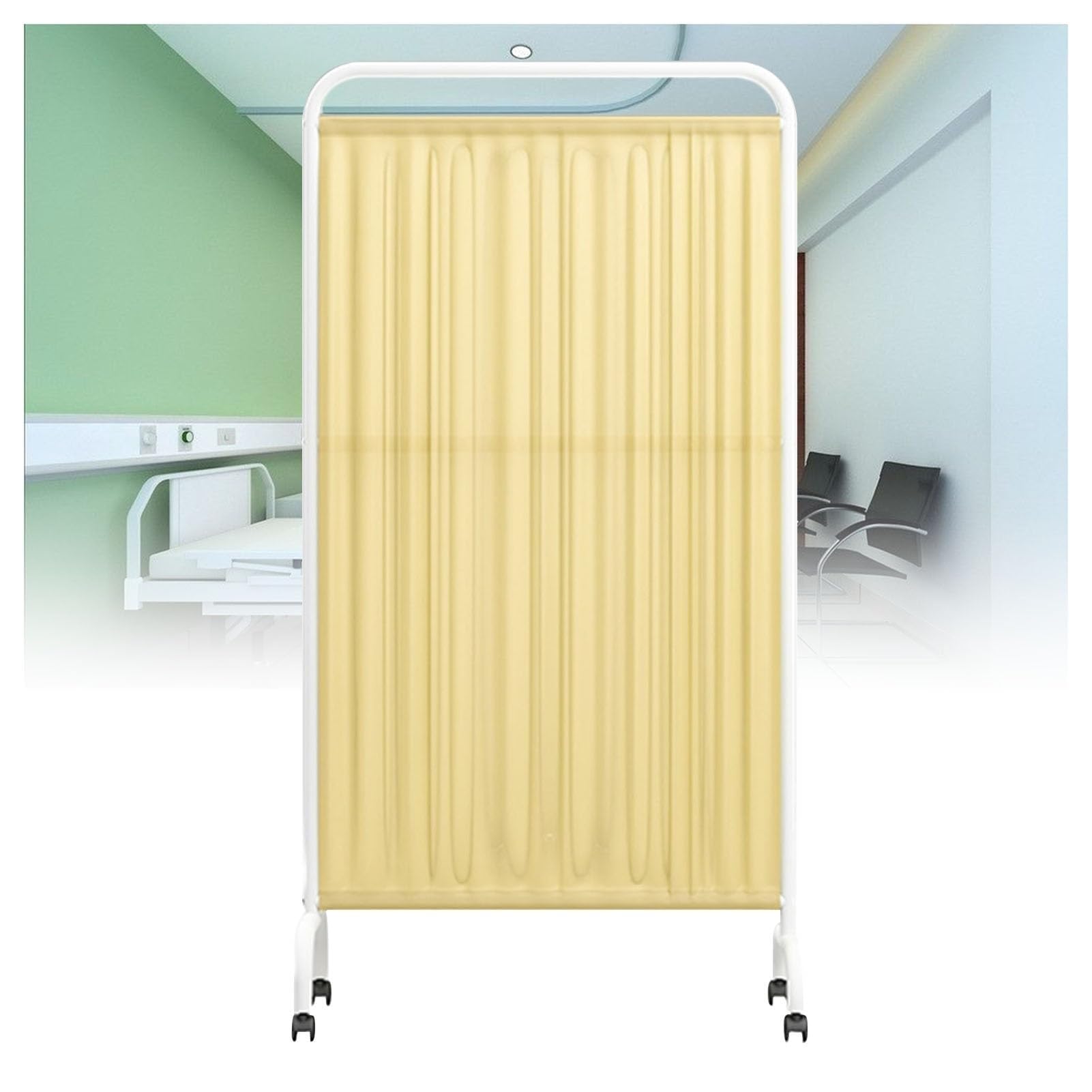 Paravent médical portable blanc à 1 panneau de 1,8m de haut sur roulettes