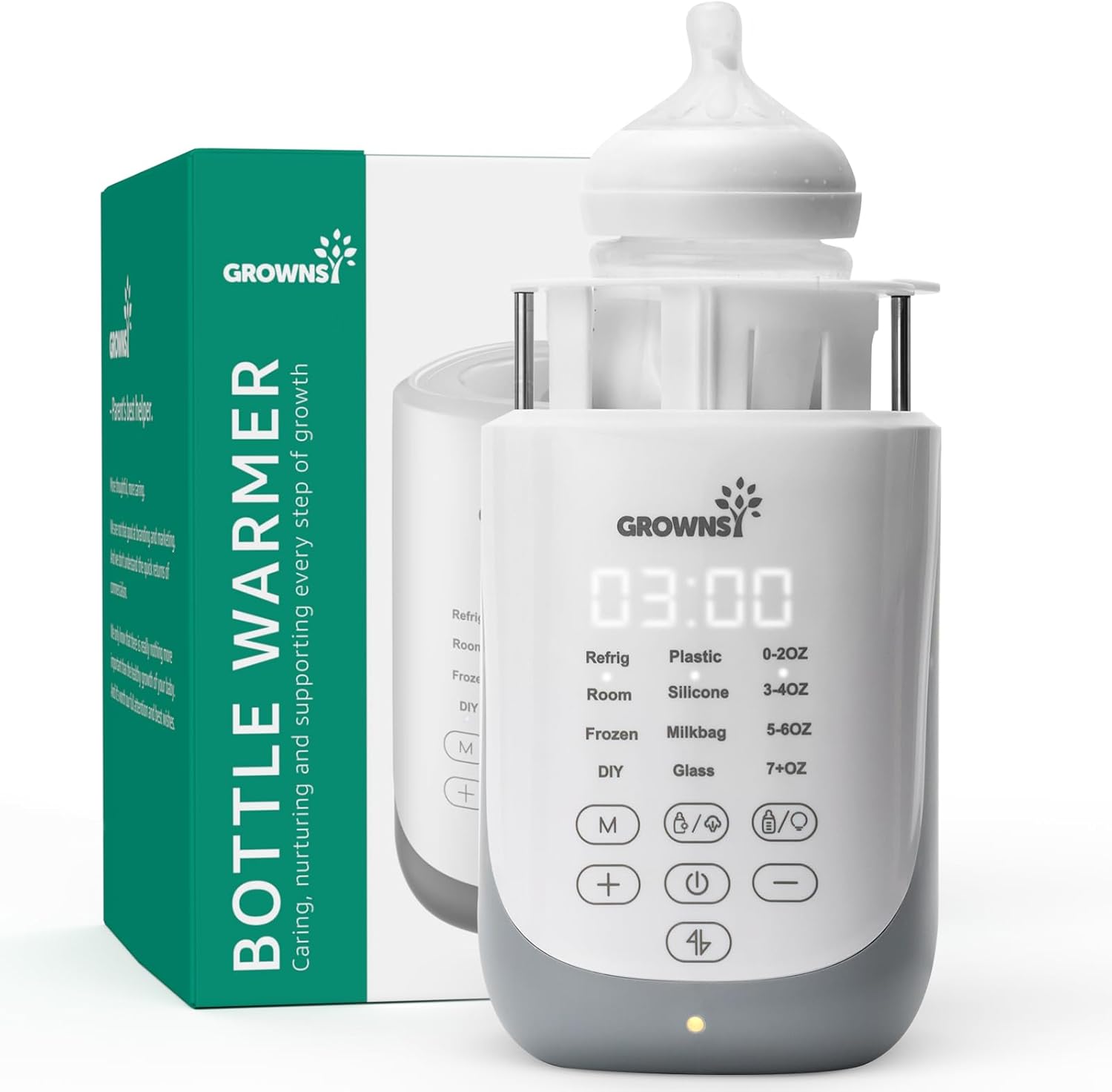 GROWNSY Nutri Bottle Warmer with Innovative Auto-Lift Feature, 10-in-1 Fast Baby Bottle Warmer with Night Light, Retain Nutrients Milk Warmer for Breastmilk&Formula