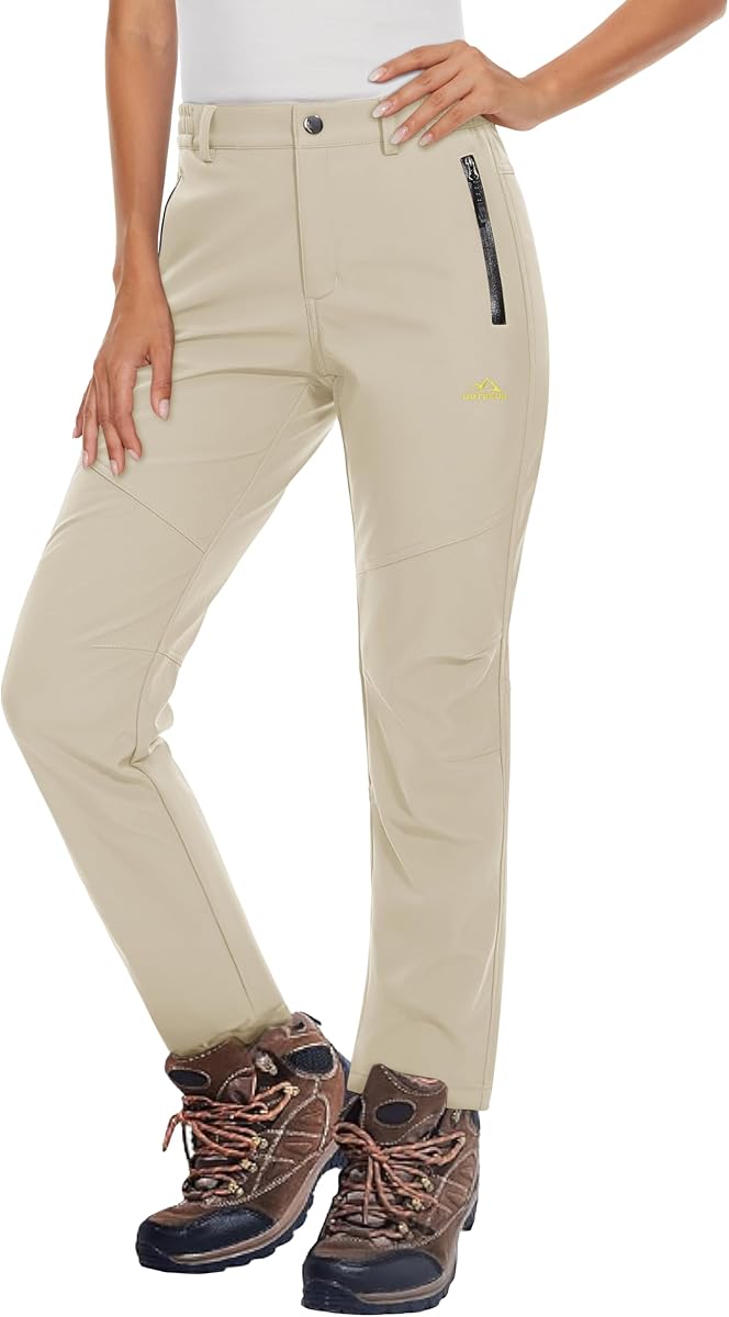 Pantalones de esquí de nieve con aislamiento impermeable y forro polar para mujer, pantalones de senderismo cálidos para invierno, Softshell para exteriores