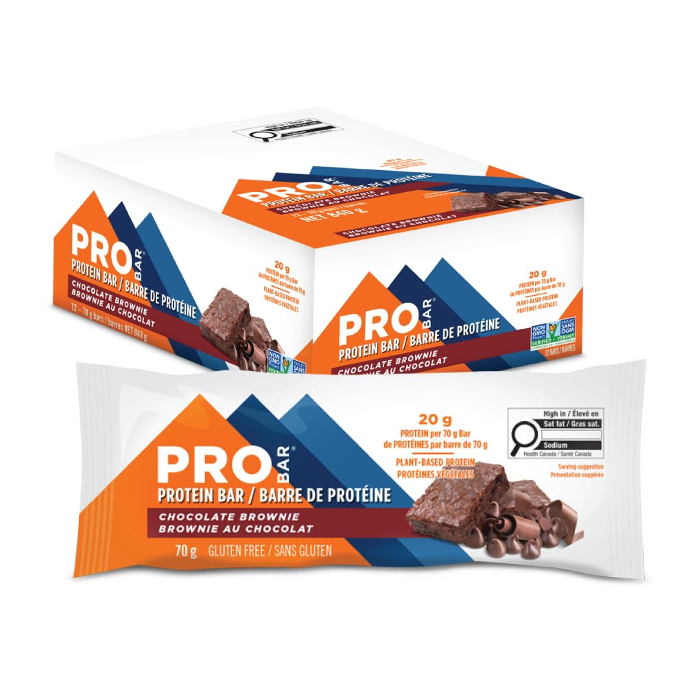 PROBAR - PROTEIN Bar, Chocolate Brownie, Non-GMO, Gluten-Free, Healthy, Plant-Based, Whole-Food Ingredients, Natural Energy (12 Count)