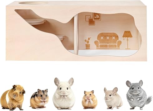 Marchul Hamster Burrow Hamster Hideout Wooden House Chamber Small Animals Pets Tunnel Exploring Toys for Dwarf Hamsters, Syrian Hamsters, Gerbils, Hedgehogs, Rats, Mice Livingroom