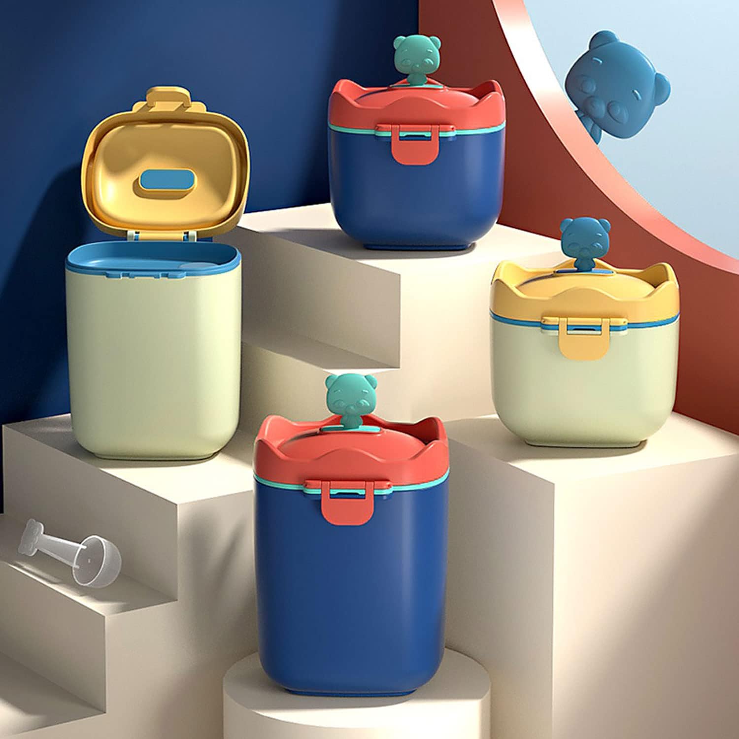 Dispensador de Leche en Polvo,Dispensador de Fórmula para Bebés,Hermético Caja de Leche en Polvo para Alimentaci,Contenedor Dispensador de Fórmula Portátil para Viajes