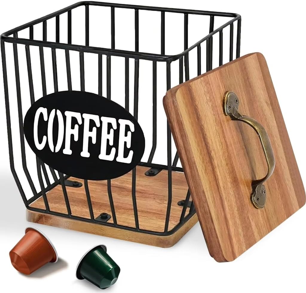 Sturdy Coffee Organizers Basket In Elegant Designs Featuring Opening Portable Accessory for Home or Use