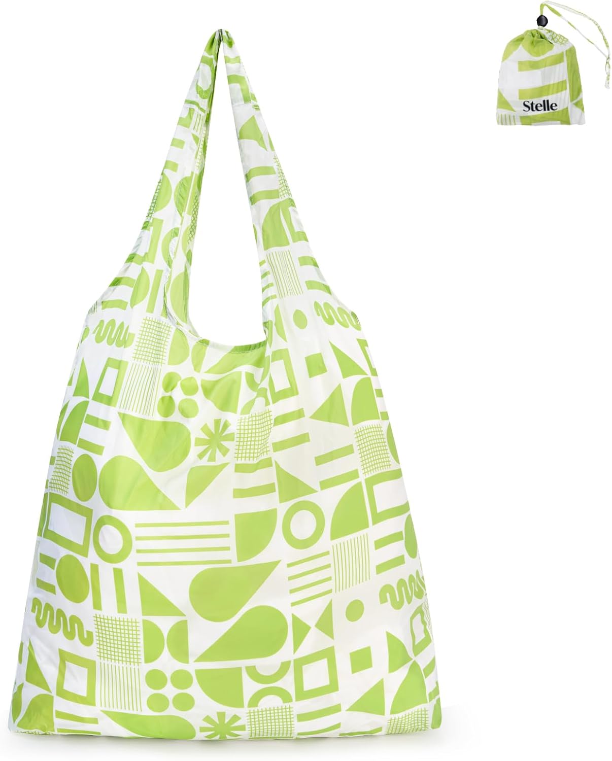 Stelle Lightweight Reusable Grocery Bag with Handles Ripstop Nylon Foldable Tote Shopping Bags for Travel and Groceries