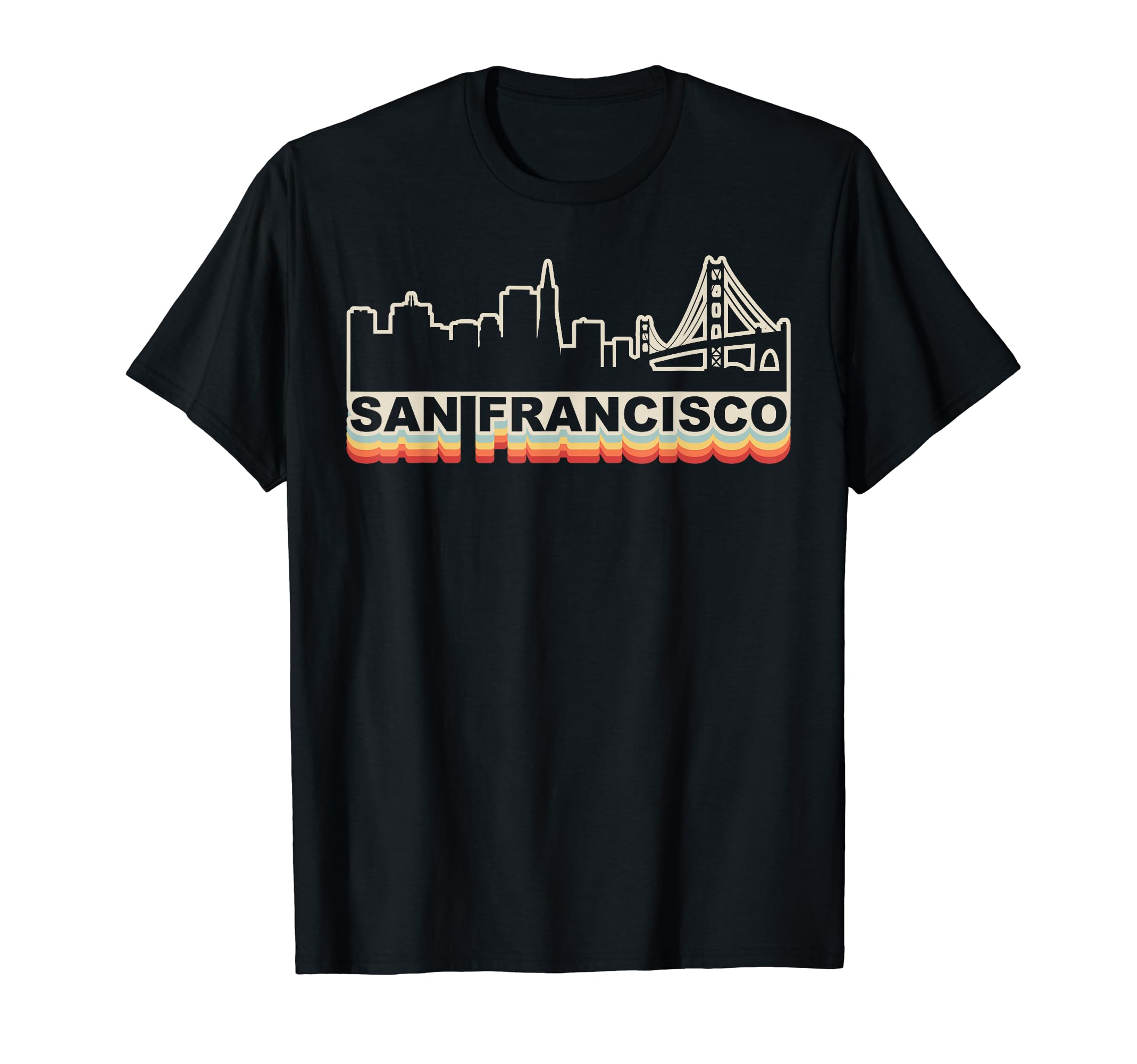 San Francisco Skyline Vintage Retro T-Shirt, Black