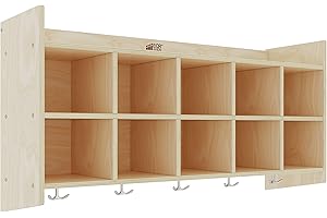 ECR4Kids 10-Section Toddler Cubbies with Shelf