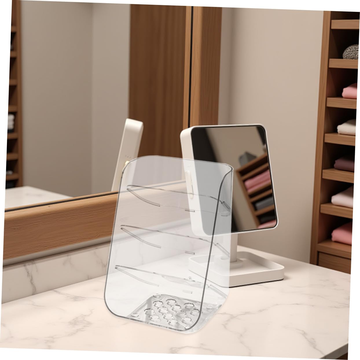 2piezas Cajas de Almacenamiento Transparente para Boligrafos Papeleria y Cosméticos Organizadores de Escritorio de Plástico con Base Estable para Uso Oficina Dormitorio o Tocador