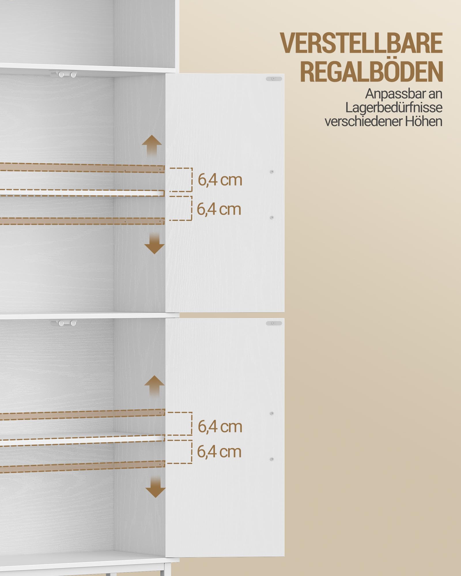Hzuaneri Badezimmerschrank mit 4 Türen und 1 offener Bereich | Badschrank mit Verstellbare Ablage, Aufbewahrungsschrank, Badezimmer, Wohnzimmer, 30 x 60 x 160 cm, Weiß SC45713W