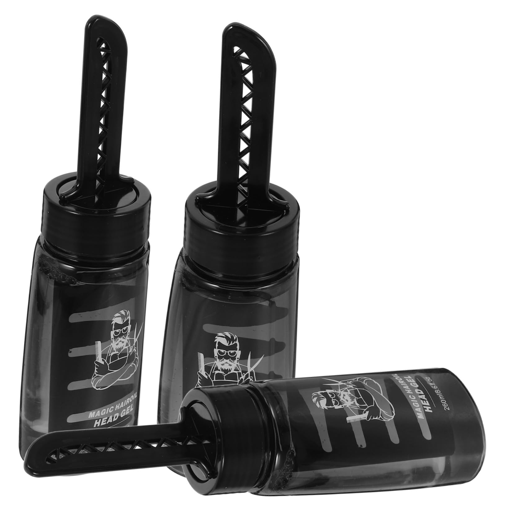 COLLBATH Botella Pack de 3 Unidades Aplicadora de Gel para Peinar el Cabello Negro de 260ml Plástico Ligero y Funcional para Peluqueros y Estilistas Profesionales