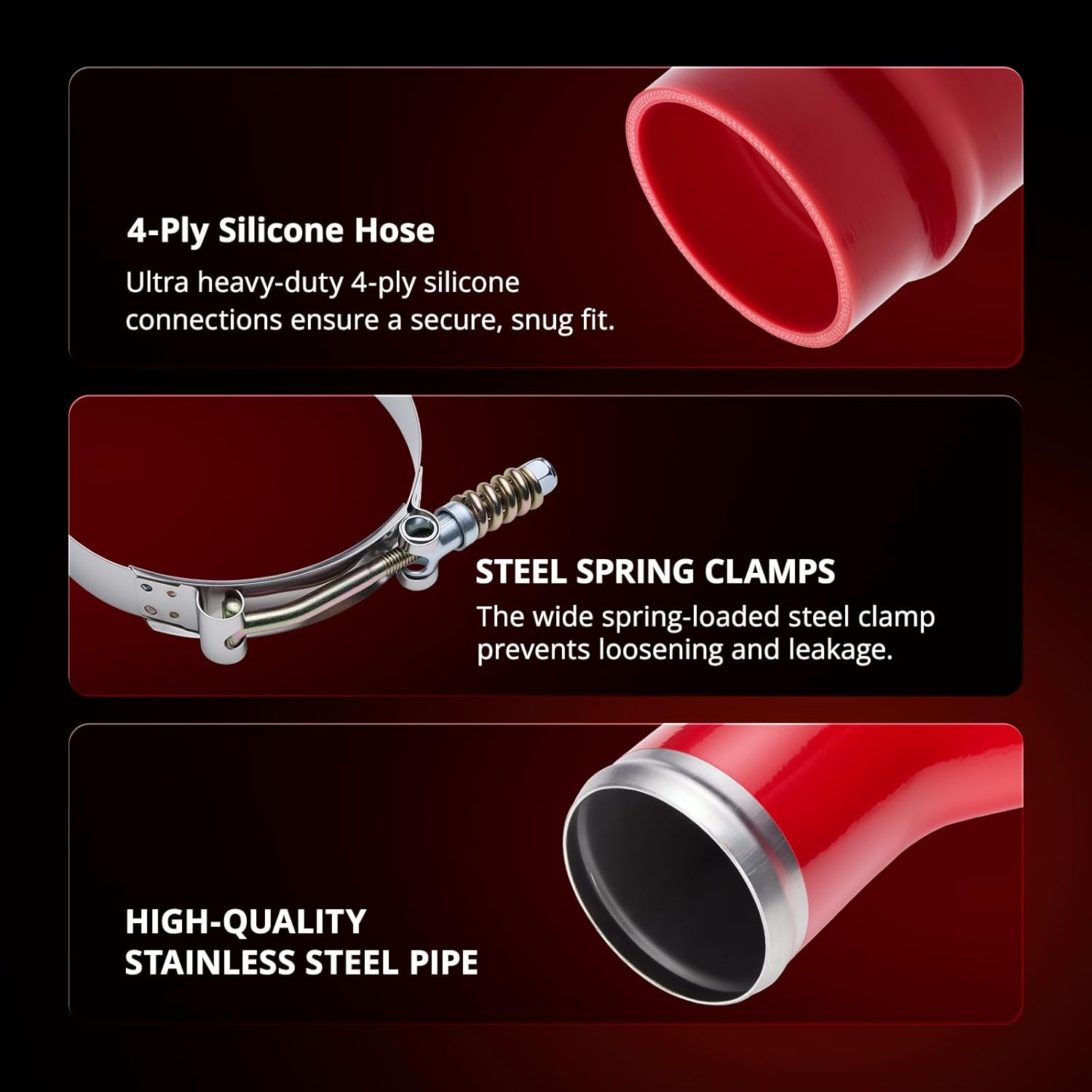 EVIL ENERGY Intercooler Piping Compatible with 2013-2018 Dodge Ram 2500/3500 6.7L Cummins Diesel, Stainless Steel Intercooler Pipe Kit Hot & Cold Side, Red