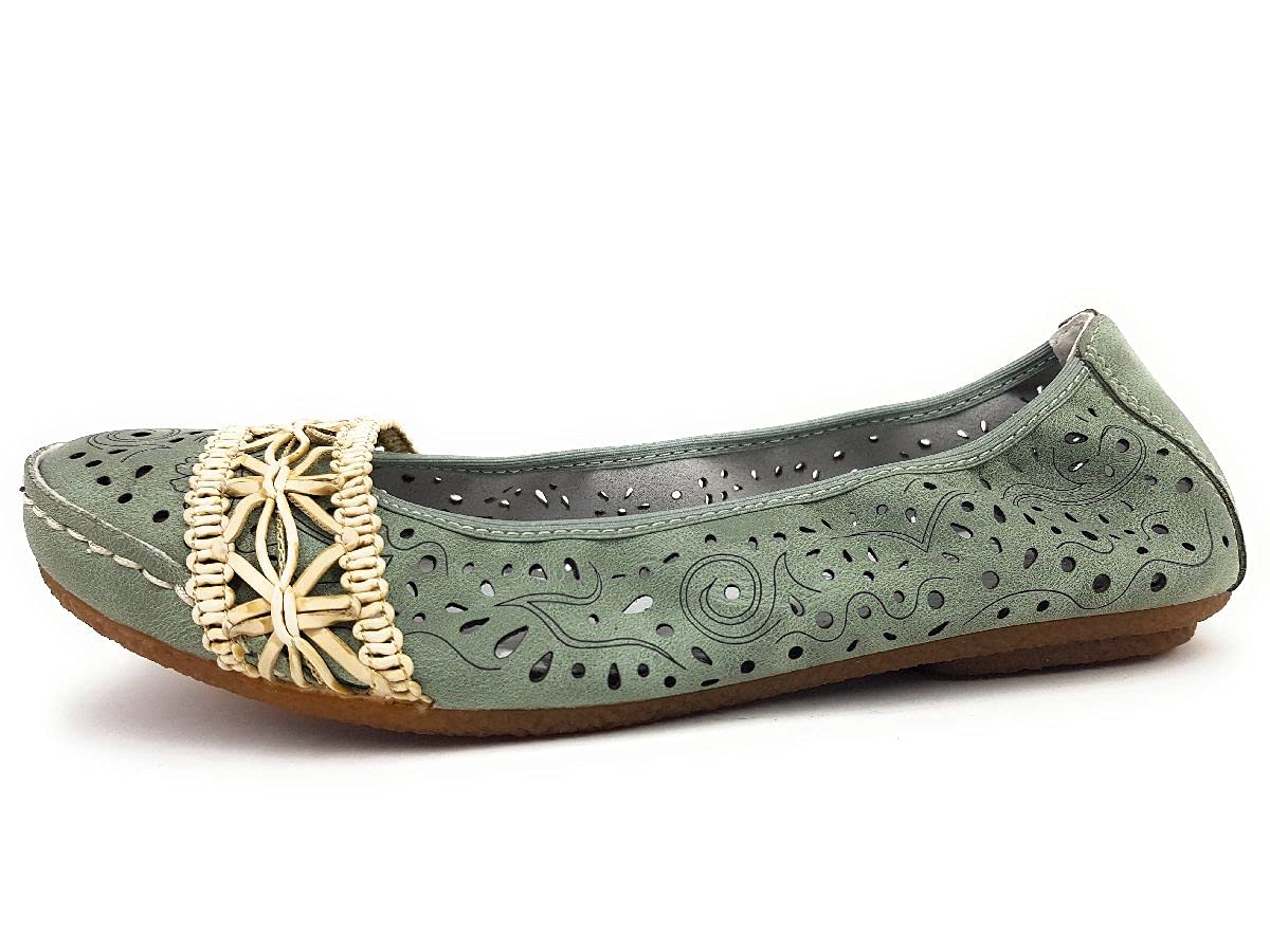 Rieker Ballerina White, Green 52, 7.5 UK