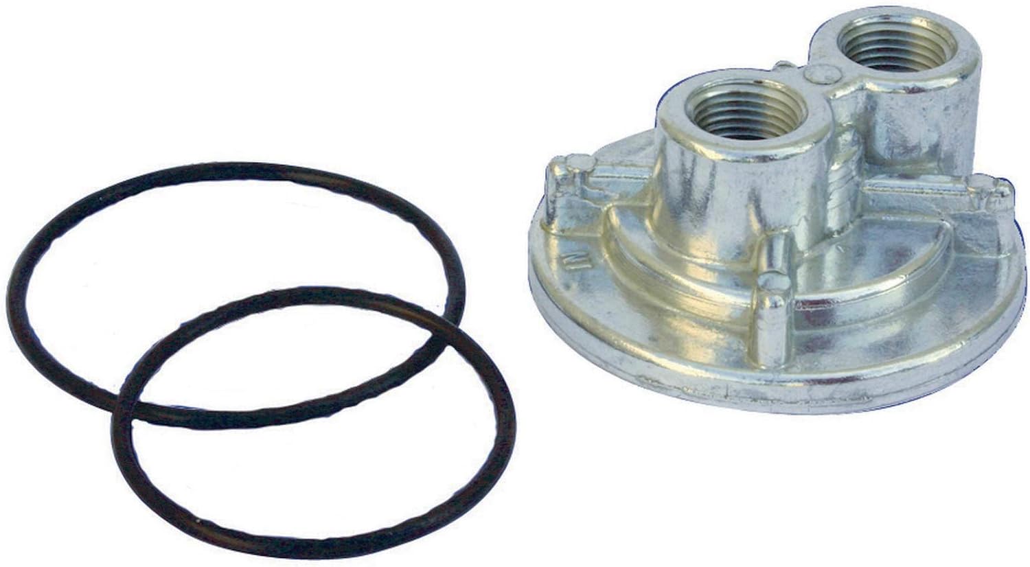 Perma-Cool Oil Filter Adapter, Bypass, 13/16-16 in Center Thread, Two 1/2 in NPT Female Ports, Aluminum, Natural, Each