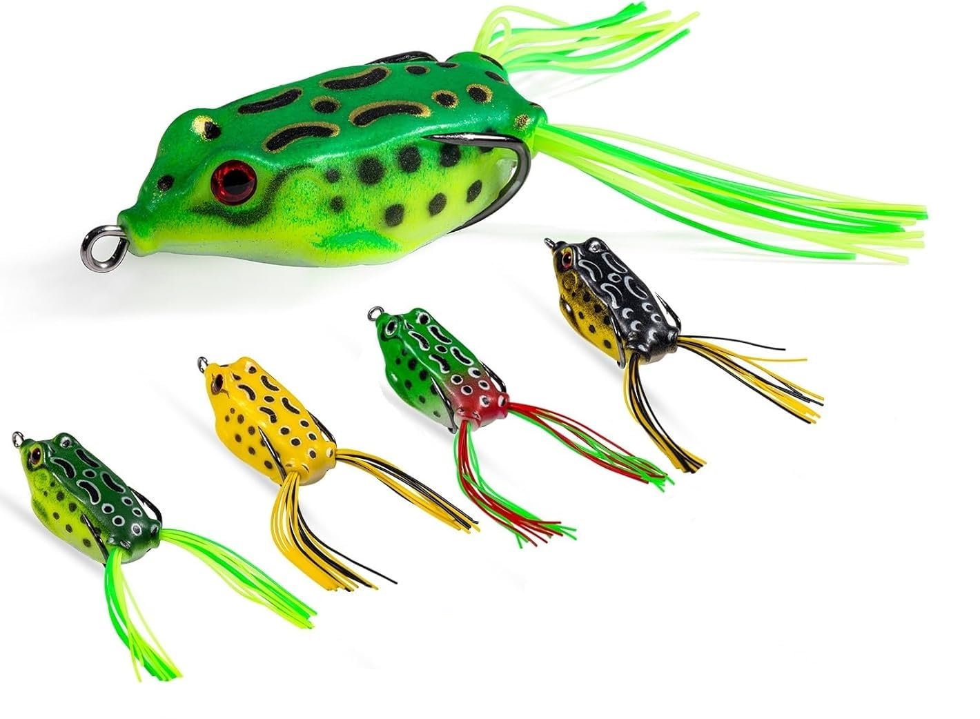 RAJry Soft Bait Jigs Fishing Hook Fish Top Water Frog Lure 5 Pcs Realistic Prop Frog Soft Swimbait Floating Bait with Weedless Hooks for Freshwater Saltwater-image-5