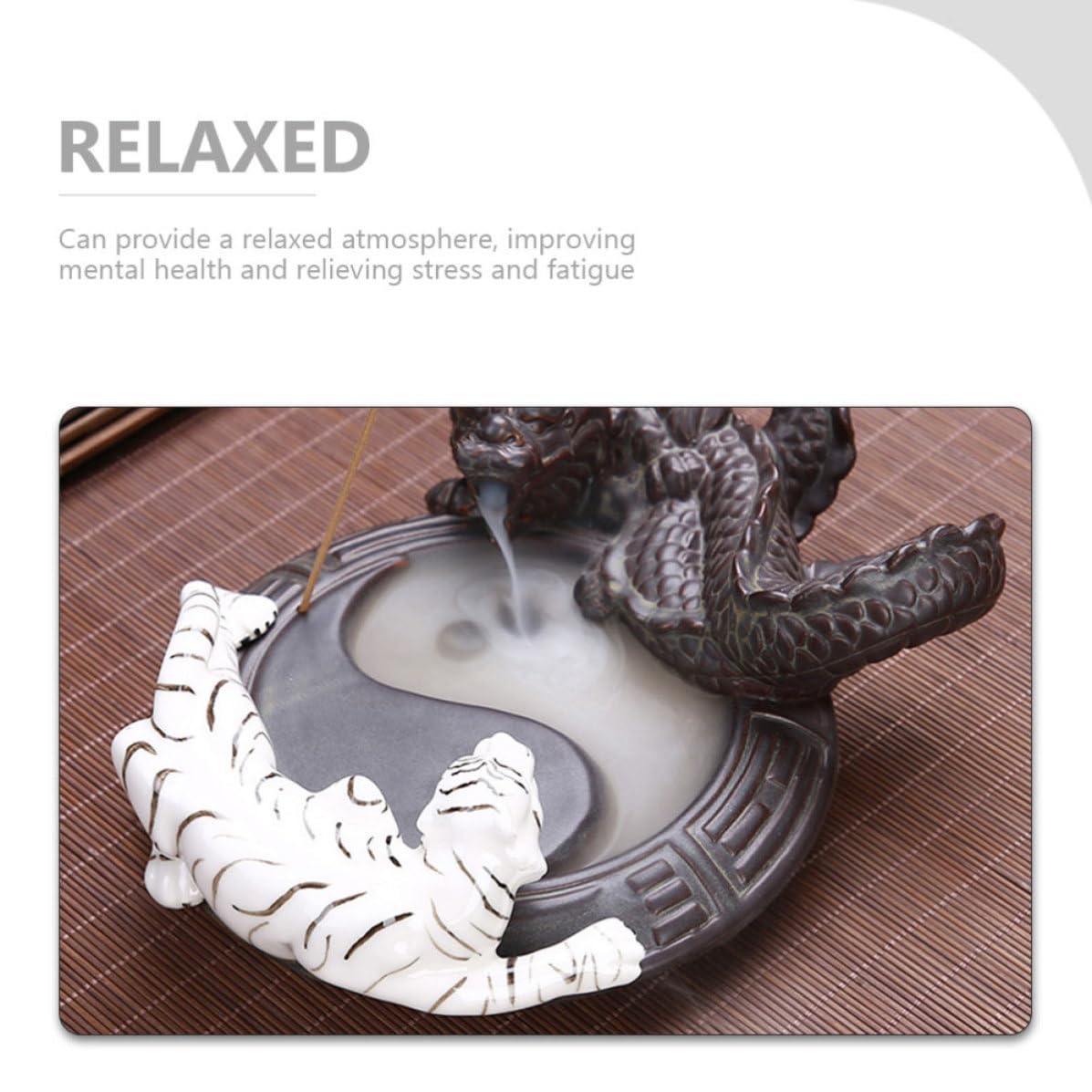 Bruciatore di Incenso Fragranza Naturale in Ceramica Design Drago e Tigre, Aromaterapia Classica per Studio e Yoga