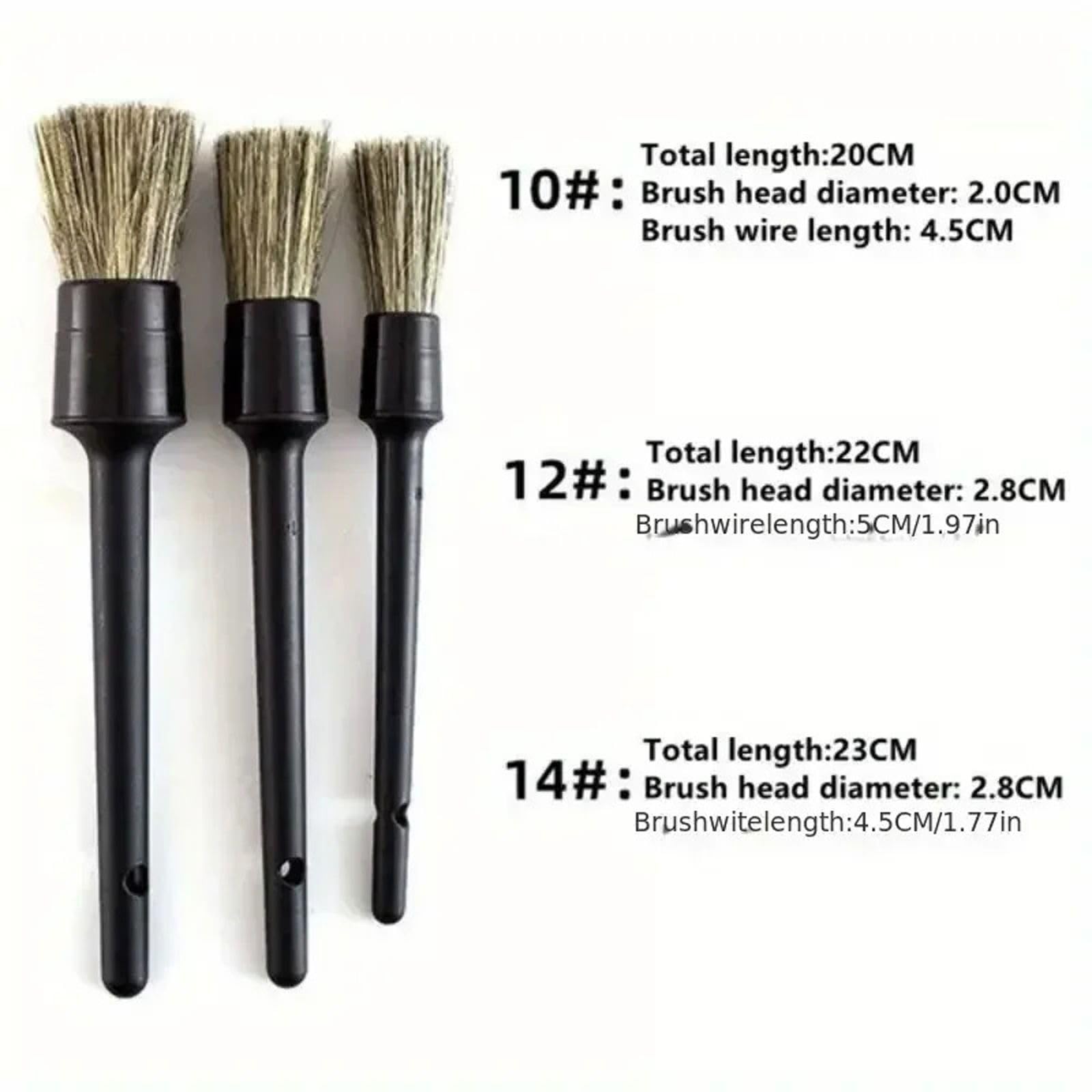 3szt Zewnętrzna szczotka do detali wnętrza samochodu Szczotki z włosia dzika do czyszczenia samochodu Auto Detail Tools