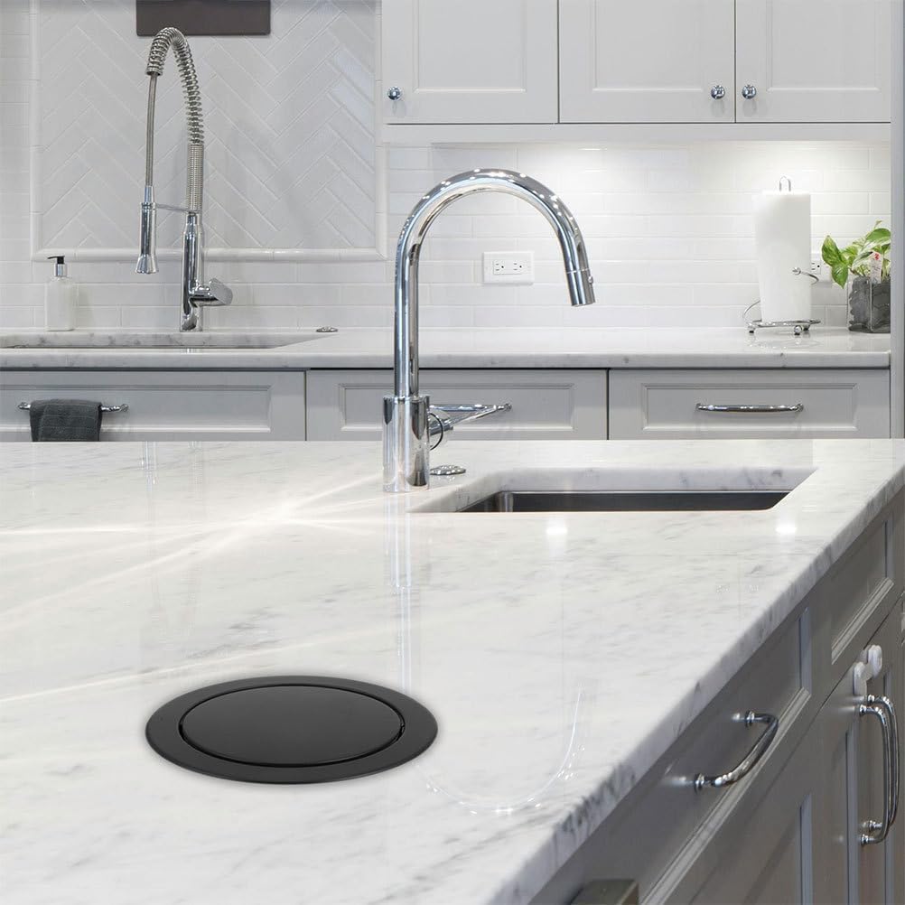 Cabilock Countertop Embedded Trash can Lid 8.26In Stainless Steel Swing Cover for Kitchen Bathroom Garbage can Cover Waste Management