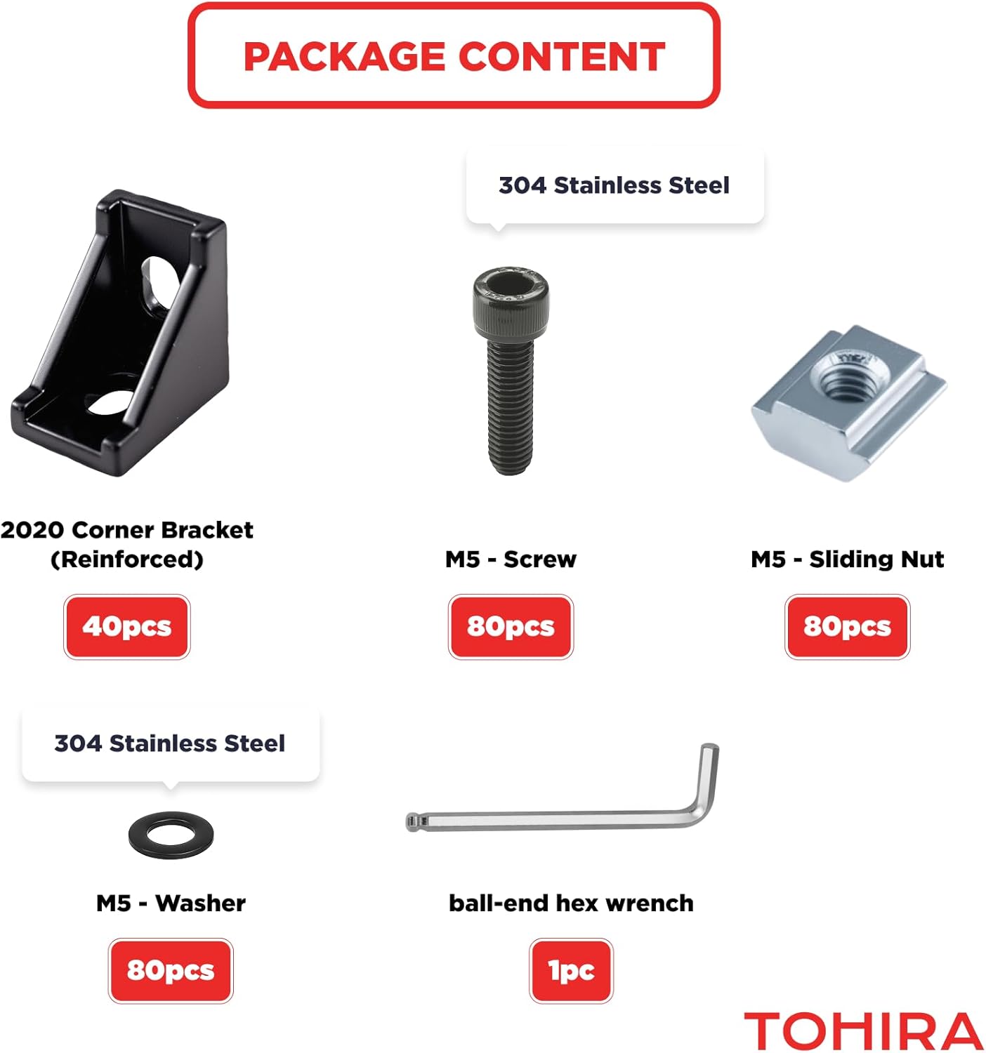 40 Sets Black 2020 Series Aluminum Extrusion T-Slot Corner Bracket Kit, Includes 20pcs Right Angle Connectors Gusset, 40pcs T-Nuts and Screws, for 6mm V-Slot Profile Hardware Accessories