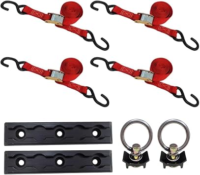 4-Pack 1" x 9 Red Cam Buckle w/Airline Tracks - Roof Rack Kit