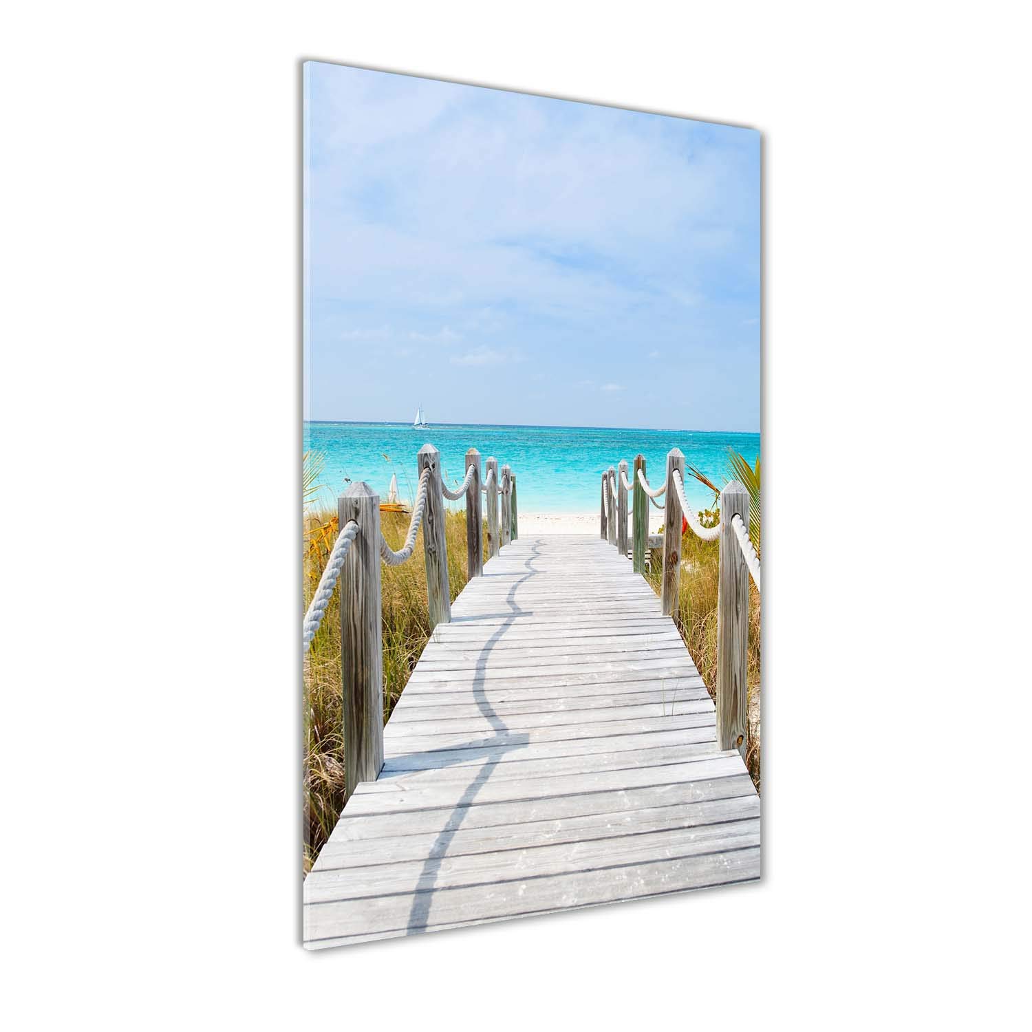 Mural art paysage bleu de plage sur tableau de décoration plastique acrylique