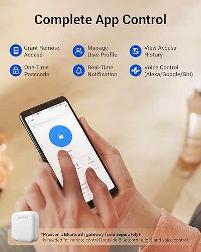 Miniatura 6 de Proscenic Cerradura inteligente L60 aleación de zinc IPX5 resistente a la intemperie Cerraduras de puerta de entrada sin llave para puerta