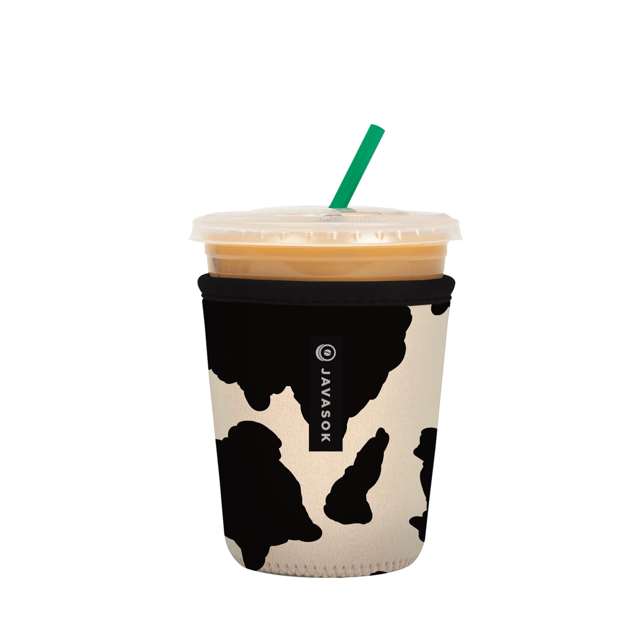 Sok It JavaSok Isolierhülle für Eiskaffee und kalte Soda, Neopren, Kuhmuster, Größe S: 453-567 g